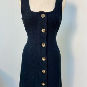 Chic Black Button-Front Midi Dress